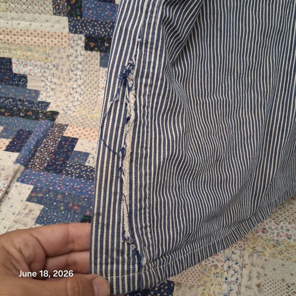 Vintage 1970s Oshkosh B Gosh Hickory Stripe Chore Coat Size 44 Large Railroad - Picture 8 of 14